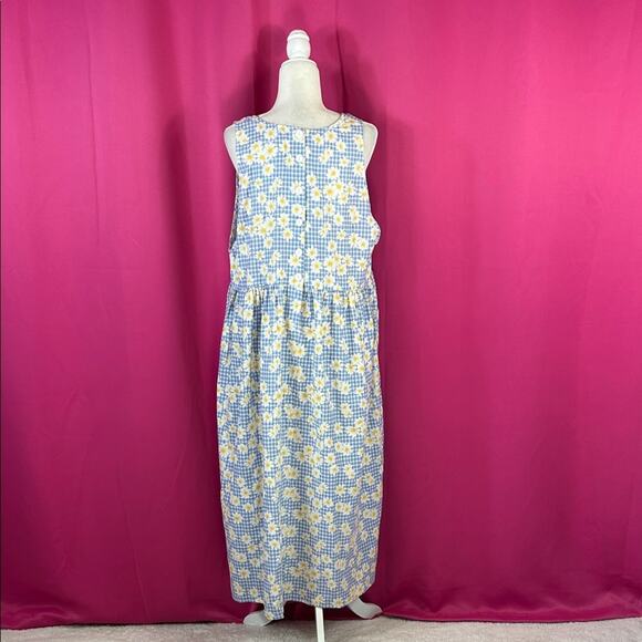 Storybook Heirlooms Dresses & Skirts - Vtg 90s Storybook Heirlooms checkered floral cottagecore cotton jumper dress, XL